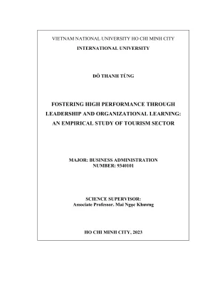 Luận án tiến sĩ quản trị kinh doanh fostering high performance through leadership and organizational learning an empirical study of tourism sector