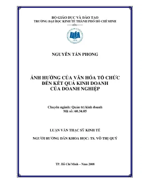 Luận văn ảnh hưởng của văn hóa tổ chức đến kết quả kinh doanh của doanh nghiệp