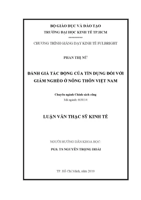 Luận văn đánh giá tác động của tín dụng đối với giảm nghèo ở nông thôn việt nam