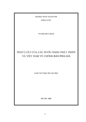 Pháp luật của các nước đang phát triển và việt nam về chống bán phá giá