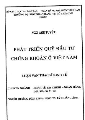 Luận văn thạc sĩ phát triển quỹ đầu tư chứng khoán ở việt nam