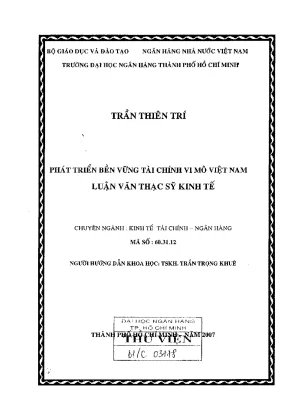 Luận văn thạc sĩ phát triển bền vững tài chính vi mô việt nam