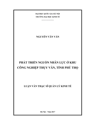 Luận văn thạc sĩ quản lý kinh tế phát triển nguồn nhân lực ở khu công nghiệp thụy vân tỉnh phú thọ