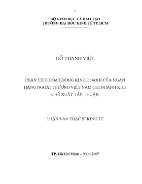 Luận văn phân tích hoạt động kinh doanh của ngân hàng ngoại thương việt nam chi nhánh khu chế xuất tân thuận