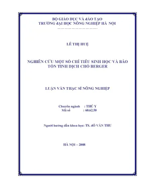 Nghiên cứu một số chỉ tiêu sinh học và bảo tồn tinh dịch chó berger