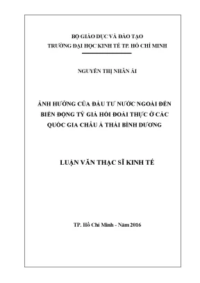 Luận văn ảnh hưởng của đầu tư nước ngoài đến biến động tỷ giá hối đoái thực ở các quốc gia châu á thái bình dương