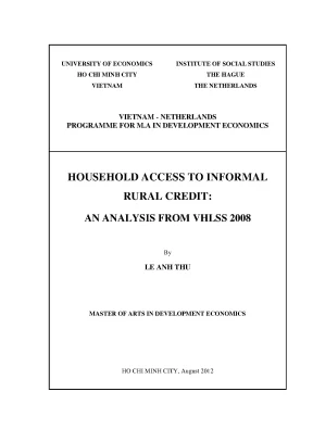 Luận văn households access to informal rural credit an analysis from vhlss 2008