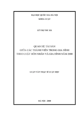 Quan hệ tài sản giữa các thành viên trong gia đình theo luật hôn nhân và gia đình năm 2000