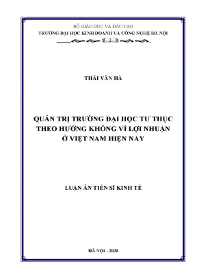 Quản trị trường đại học tư thục theo hướng không vì lợi nhuận ở việt nam hiện nay