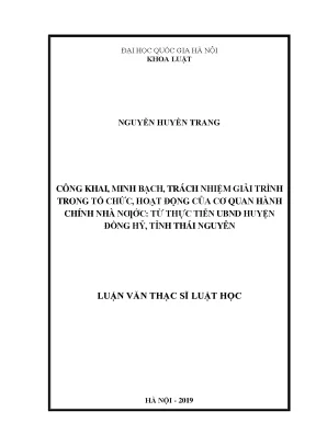 Công khai minh bạch trách nhiệm giải trình trong tổ chức hoạt động của cơ quan hành chính nhà nước
