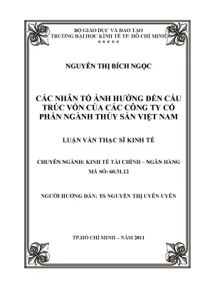 Luận văn các nhân tố ảnh hưởng đến cấu trúc vốn của các công ty cổ phần ngành thủy sản việt nam