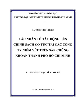 Luận văn các nhân tố tác động đến chính sách cổ tức tại các công ty niêm yết trên sàn chứng khoán tp hcm