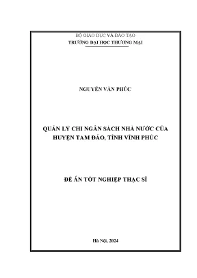 Luận văn quản lý chi ngân sách nhà nước của huyện tam đảo tỉnh vĩnh phúc
