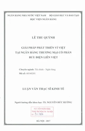 Luận văn thạc sĩ tài chính ngân hàng giải pháp phát triển ví việt tại ngân hàng thương mại cổ phần bưu điện liên việt