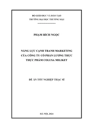 Luận văn năng lực cạnh tranh marketing của công ty cổ phần lương thực thực phẩm colusa miliket