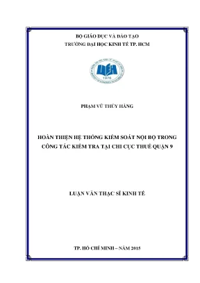 Luận văn hoàn thiện hệ thống kiểm toán nội bộ trong công tác kiểm tra tại chi cục thuế quận 9