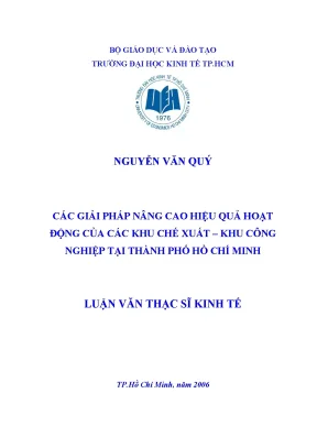 Luận văn các giải pháp nâng cao hiệu quả hoạt động của các khu chế xuất khu công nghiệp tại thành phố hồ chí minh