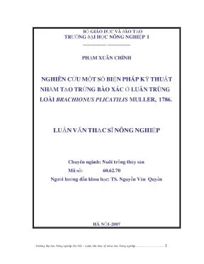 Nghiên cứu một số biện pháp kỹ thuật nhằm tạo trứng bào xác ở luân trùng loài brachionus plicatilis muller 1786