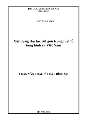 Xây dựng thủ tục rút gọn trong luật tố tụng hình sự việt nam