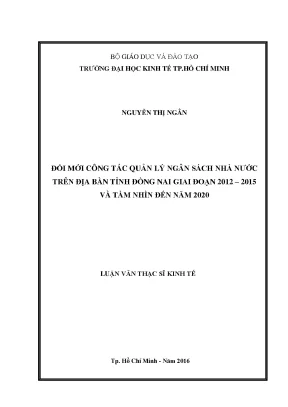 Luận văn đổi mới công tác quản lý ngân sách nhà nước trên địa bàn tỉnh đồng nai