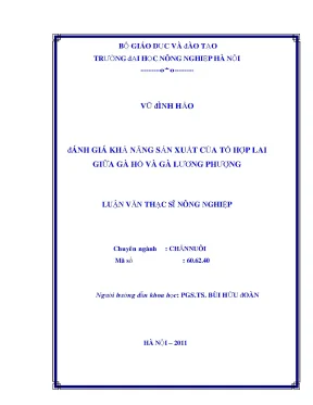 Đánh giá khả năng sản xuất của tổ hợp lai giữa gà hồ và gà lương phượng