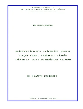 Luận văn phân tích tác động của các nhân tố hành vi đến quyết định của nhà đầu tư cá nhân trên thị trường chứng khoán tp hồ chí minh