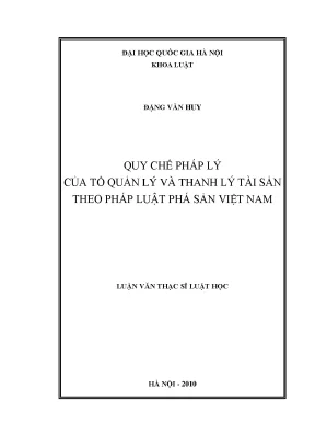 Quy chế pháp lý của tổ quản lý và thanh lý tài sản theo pháp luật phá sản việt nam