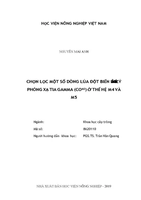 Chọn lọc một số dòng lúa đột biến bằng xử lý phóng xạ tia gamma co60 ở thế hệ m4 và m5