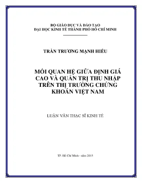Luận văn mối quan hệ giữa định giá cao và quản trị thu nhập trên ttck việt nam