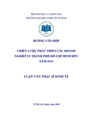Luận văn chiến lược phát triển các doanh nghiệp in thành phố hồ chí minh đến năm 2015