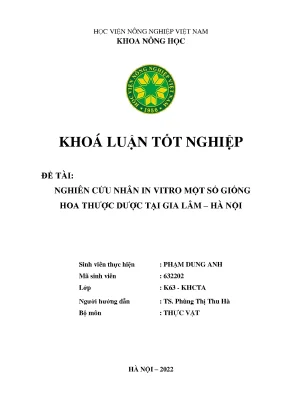 Nghiên cứu nhân in vitro một số giống hoa thược dược tại gia lâm hà nội