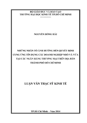 Luận văn những nhân tố ảnh hưởng đến quyết định cung ứng tín dụng các doanh nghiệp nhỏ và vừa tại các ngân hàng thương mại trên địa bàn tphcm