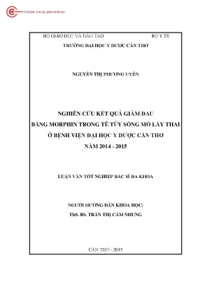 1336 nghiên cứu kết quả giảm đau bằng morphin trong tê tủy sống mổ lấy thai ở bv đại học y dược cần thơ năm 2014 2015