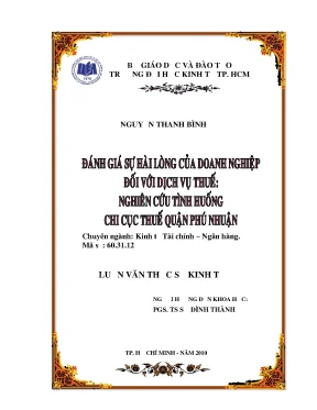 Luận văn đánh giá sự hài lòng của doanh nghiệp đối với vụ thuế nghiên cứu tình huống chi cục thuế quận phú nhuận