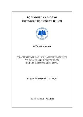Luận văn trách nhiệm pháp lý của kiểm toán viên và doanh nghiệp kiểm toán đối với báo cáo kiểm toán