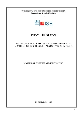 Luận văn improving late delivery performance a study of rochdale spears ltd company