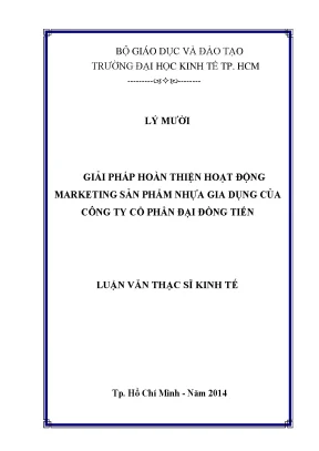 Luận văn giải pháp hoàn thiện hoạt động marketing sản phẩm nhựa gia dụng của công ty cổ phần đại đồng tiến