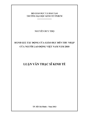 Luận văn đánh giá tác động của giáo dục đến thu nhập của người lao động việt nam năm 2010