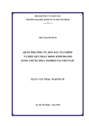 Luận văn quản trị công ty đòn bẩy tài chính và hiệu quả hoạt động kinh doanh bằng chứng thực nghiệm tại việt nam