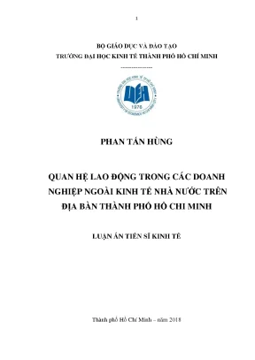 Luận văn quan hệ lao động trong các doanh nghiệp ngoài kinh tế nhà nước trên địa bàn thành phố hồ chí minh