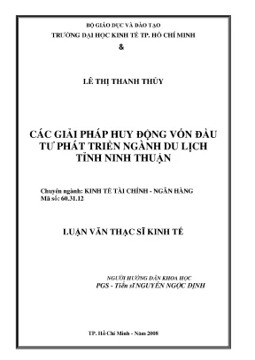 Luận văn các giải pháp huy động vốn đầu tư phát triển ngành du lịch tỉnh ninh thuận