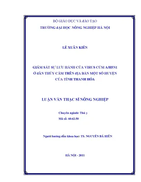 Giám sát sự lưu hành của virus cúm a h5n1 ở đàn thuỷ cầm trên địa bàn một số huyện của tỉnh thanh hoá