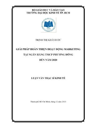 Luận văn giải pháp hoàn thiện hoạt động marketing tại ngân hàng thương mại cổ phần phương đông đến năm 2020