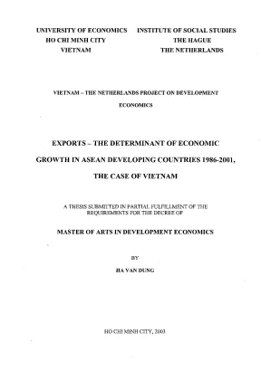 Luận văn export the departminant of economic growth in asean developing countries 1986 2001 the case of vn