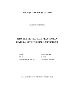 Luận văn thạc sĩ phân tích chi ngân sách nhà nước cấp huyện tại huyện tiền hải tỉnh thái bình