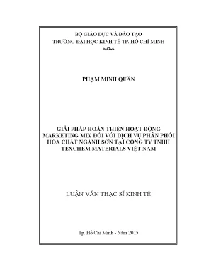 Luận văn giải pháp hoàn thiện hoạt động marketing mix đối với dịch vụ phân phối hóa chất ngành sơn tại công ty tnhh texchem materials việt nam