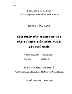 Luận văn giải pháp đẩy mạnh thu hút đầu tư trực tiếp nước ngoài vào phú quốc