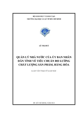 Quản lý nhà nước của ủy ban nhân dân tỉnh về tiêu chuẩn đo lường chất lượng sản phẩm hàng hóa