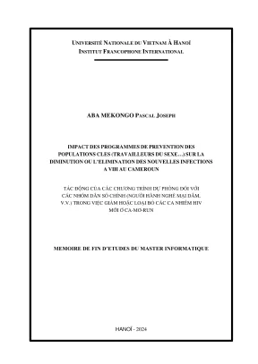 Luận văn thạc sĩ impact des programmes de prévention des populations clés travailleurs du sexe sur la diminution ou lélimination des nouvelles infections à vih au cameroun