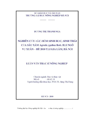 Nghiên cứu đặc điểm sinh học sinh thái của sâu xám argotis ypsilon rott hại ngô vụ xuân hè tại gia lâm hà nội